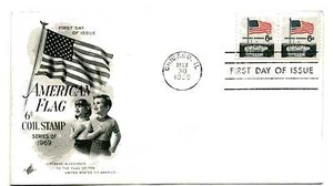 1338A 6c American Flag Coil, ArtCraft, Paar, FDC - Bild 1 von 1