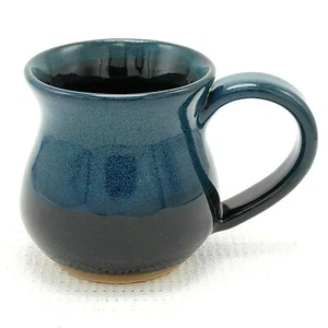 Coffee Mug Cup Studio Art Pottery Green Teal Black Drip Glaze Ceramic 12 oz - Picture 1 of 12