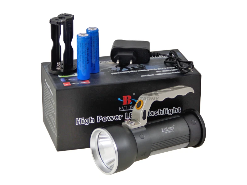 TORCIA LED RICARICABILE XML-T6 2X1850 IMPUGNATURA ALLUMINIO ACCIAIO INOX SOS - Immagine 1 di 2