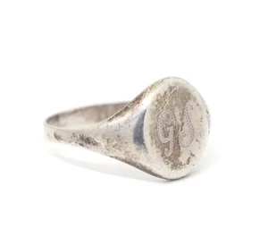 Anillo sello - plata 835 - joyería Görlitzer + monograma GS - antiguo - Imagen 1 de 6
