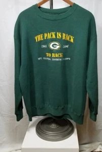 Vintage Green Bay Packers Sweatshirt Men X-Large Green 95-96 Division Champs - Picture 1 of 3