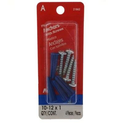 Midwest Fastener 21862 #10-12 x 1 Plastic Anchor Kit with Zinc Screws - Image 1 of 4