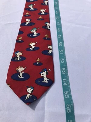 De Colección Peanuts Snoopy Woodstock "Joe Pro" Rojo Golf Para Hombres Ancho Seda Cuello Corbata Snoopy Foto 1 de 4