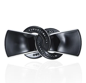 Bow Black Rhinestone Crystal Hair Clip Barrette Ponytail Holder B7781B - Picture 1 of 3