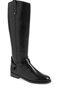 Tory Burch DERBY BLACK Leather Knee High Tall Riding Boot Back Logo Boots 36 -6 - Picture 1 of 10