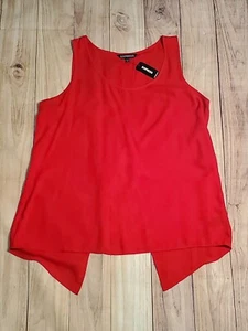 Express Womens Top Large Red Round Neck Sleeveless Solid Workwear Lined Blouse - Picture 1 of 7