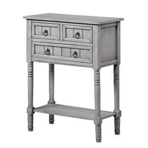 Convenience Concepts Kendra 3 Drawer Hall Table with Shelf Wirebrush Light Gray - Picture 1 of 3