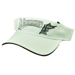 Florida Miami Marlins White Visor Sun Hat Baseball Old Logo Vintage Adjustable - Picture 1 of 2