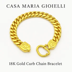 Vera Lion Link 18K Solid Gold Curb Chain Bracelet - Casa Maria - Picture 1 of 3