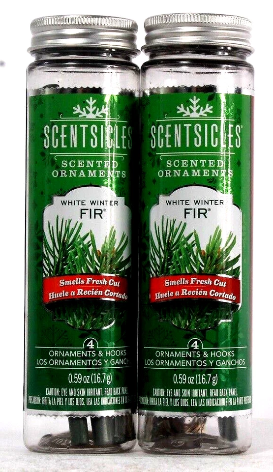 2 Scentsicles Scented Ornaments White Winter Fir Scent 4 count 0.59 ounce jar