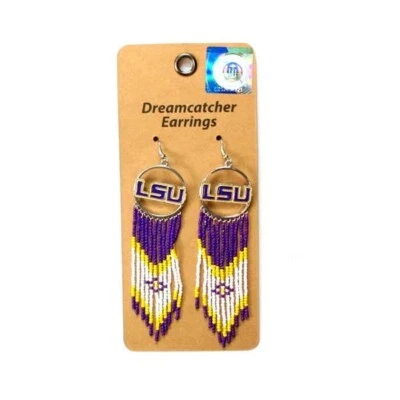 LSU Tigers Earrings Dream Catcher Series Beaded NCAA Official Merch - Image 1 of 3