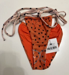 Costume da bagno We Are Wear Eco Edit cravatta laterale bikini pantalone arancione nero a pois taglia S - Foto 1 di 3