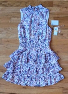 1 STATE DRESS IVORY/PINK FLOWER GIRL TEEN WOMEN SMOKED WAIST & NECK SIZE S NEW - Picture 1 of 6