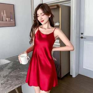 Damen Kunstseide Satin Unterkleid Unterhemd Petticoat Hemd Riemen Nachtwäsche weich - Bild 1 von 16