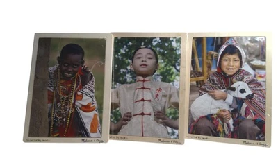 Melissa & Doug Wooden Puzzle Set Cultural Clothing Peruvian Chinese Kenyan Kids - Image 1 of 4