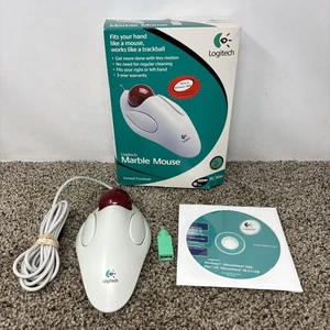 Logitech T-BB14 Red Ball Marble Computer Mouse Trackball USB Ergonomic - Picture 1 of 14
