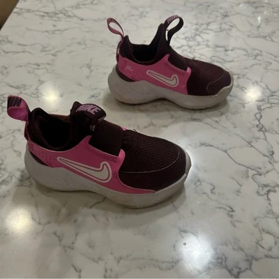 Nike Little Kids Toddler Flex Runner Burgundy Crush Pink Pull On Sneakers 8C - Image 1 of 4
