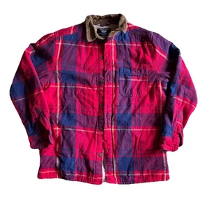 Grit Iron Workwear Flannel Shirt Jacket Adult Medium Red Plaid Sherpa Lined - Picture 1 of 6