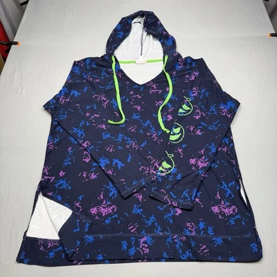 XL LuLaRoe Eliza Hooded Top Halloween Glow in dark Jack Lantern Blue Splatters - Image 1 of 4