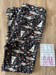 NEW RELEASE Lularoe Leggings Kids Small S Medium M Shark Fish Undersea Print - Picture 1 of 3