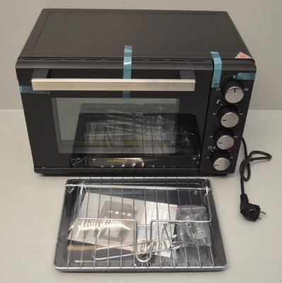 Carrera 25l Minibackofen mit Umluft, Drehspieß Backofen 1600W Schwarz Neu - Bild 1 von 4