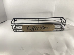 Kaffeebar dekoratives Wandregal aus Metall und Holz 17”x 3”X 5” - Bild 1 von 11