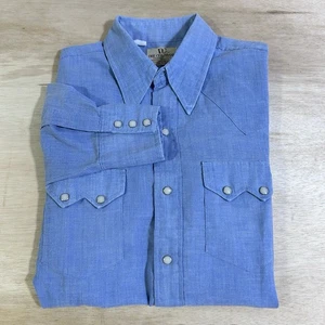 Dee Cee Markenhemd Herren 16-33 Vintage Chambray Western Sawtooth Blau Cowboy - Bild 1 von 7