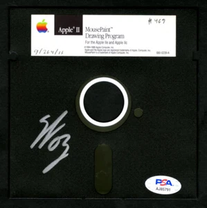 Disquete Steve Woz Wozniak FIRMADO 5.25" Apple II MousePaint PSA AUTOGRAFIADO - Imagen 1 de 2