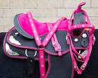 Western Horse Saddle Used Barrel Racing Trail Pink Silver Show Tack 14