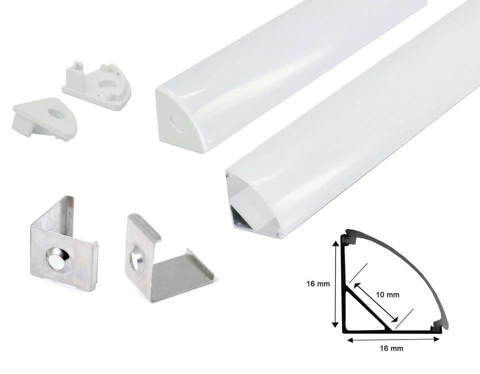 LED Aluprofil Aluminium Profile Alu Schiene Leiste Winkelprofil Eckprofil 1m - Bild 1 von 1
