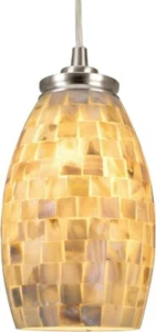 Kira Home Coast 9" Modern Oval Mini Pendant Light + Hand-Crafted Mosaic Sea - Picture 1 of 9