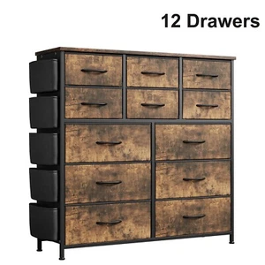 12-Drawer Dresser for Bedroom Chest of Drawer Storage Organizer Wood Top Cabinet - Picture 1 of 83