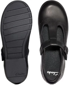 BNIB Clarks Girls SCALA SEEK Black Leather School Shoes - Picture 1 of 7