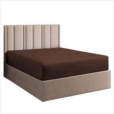 Sábana Ajustable Bolsillo Extra Profundo 1 pieza 800 TC Algodón Egipcio Chocolate Sólido Foto 1 de 4