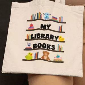 My Library Books Tote Bag - World Book Day Book Shelf Novel Reading Gift Present - Picture 1 of 7