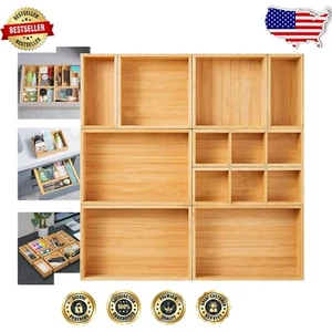 Set of 9 Sustainable Bamboo Storage Boxes for Elegant Kitchen Organization - Picture 1 of 11