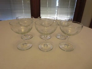 Set of 6 Standard Glass Criss Cross Bands Depression 4 3/4” Tall Sherbets - Picture 1 of 6
