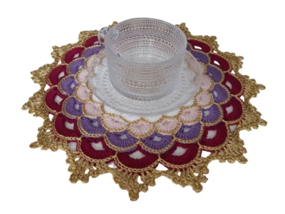 Conjunto de guardanapo de pano de malha premium para casa e jardim, vermelho e roxo, origem na Ucrânia - Imagem 1 de 4