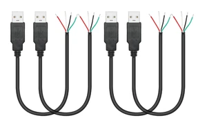 4Pcs Short USB A Male 4 Pin Bare Wire 11inchUSB 5V/2A 4 Pin Pigtail Open End - Photo 1 sur 2