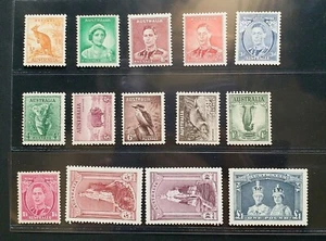 AUSTRALIA 1937 KG VI 1/2d to £1 SG 164 - 178 Sc 166 - 179 P13.5 x P14 set 14 MH - Picture 1 of 2