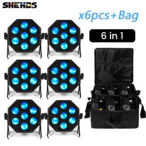 6PCS SHEHDS LED GlamoPar 7x12W RGBLAC 6in1 Par Stage Lights With Or Hand Bag - Picture 1 of 47