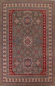 Gray/ Ivory Super Kazak Geometric Rug Wool Hand-knotted Oriental Carpet 10'x13'