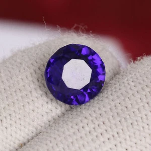 12 Carat Round Shape Lab Created Violet Color Amethyst Gemstone For Earring - Picture 1 of 7