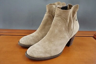 Paul Green Nora Mujer Talla 10 Zapatos Marrón Gamuza Pull On Cremallera Informal Botín al Tobillo Foto 1 de 4