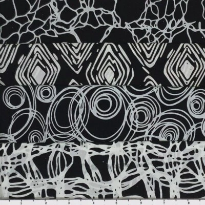 Lot of (4) 1 Yard Cuts 100% Cotton Quilting Batik Fabric Black & White 643 - Image 1 of 2