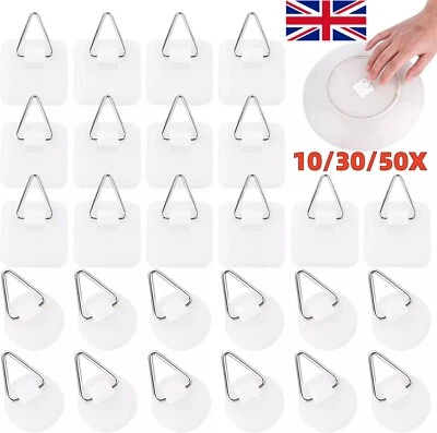 10-50Pcs Self-adhesive Picture Hangers Nail-free Sticky Hook Picture Hanging - Image 1 of 4