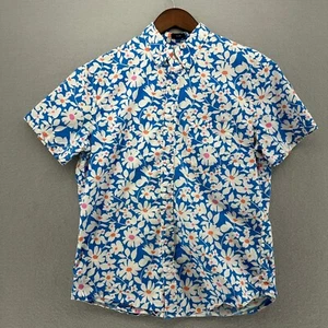 J. Crew Flex Washed Button Down Shirt Floral Print Short Sleeve Slim M Summer - Picture 1 of 9
