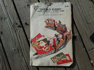Vintage Christmas Santa's Sleigh Card Holder Paper Ephemera Collectible Decor - Picture 1 of 3