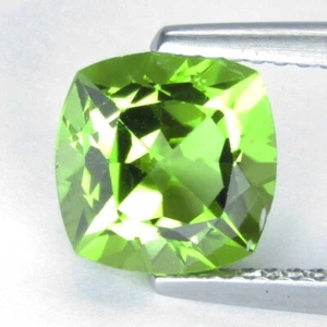 2.16Cts Genuine Natural Peridot 8mm Cushion Cut Loose Gemstone From Pakistan - Picture 1 of 7