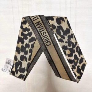Christian Dior Leopard Print Mitza Scarf Bandeau Silk 100% Length 106cm Italy - Picture 1 of 10